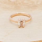 "ELLA" - ANTIQUE CUSHION ROSE CUT MOISSANITE SOLITAIRE ENGAGEMENT RING WITH HAMMERED FINISH-4