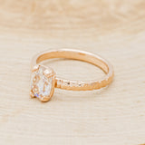 "ELLA" - ANTIQUE CUSHION ROSE CUT MOISSANITE SOLITAIRE ENGAGEMENT RING WITH HAMMERED FINISH-3