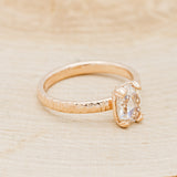 "ELLA" - ANTIQUE CUSHION ROSE CUT MOISSANITE SOLITAIRE ENGAGEMENT RING WITH HAMMERED FINISH-2