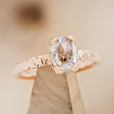 "ELLA" - ANTIQUE CUSHION ROSE CUT MOISSANITE SOLITAIRE ENGAGEMENT RING WITH HAMMERED FINISH-1