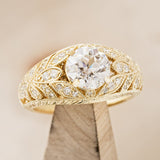 "QUEEN OF THE THRONE" - ROUND CUT MOISSANITE ENGAGEMENT RING WITH DIAMOND ACCENTS-1