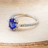 "OPHELIA" - OVAL LAB-GROWN SAPPHIRE ENGAGEMENT RING WITH DIAMOND ACCENTS-3