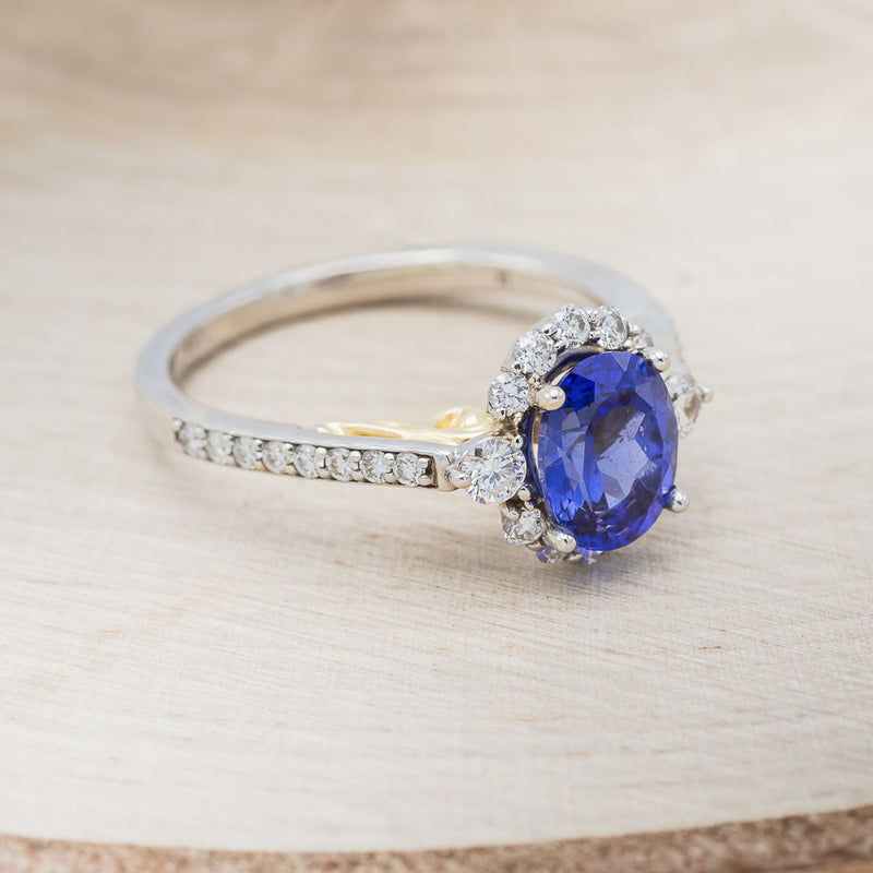 "OPHELIA" - OVAL LAB-GROWN SAPPHIRE ENGAGEMENT RING WITH DIAMOND ACCENTS-2