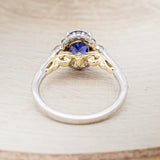 "OPHELIA" - OVAL LAB-GROWN SAPPHIRE ENGAGEMENT RING WITH DIAMOND ACCENTS-5