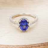 "OPHELIA" - OVAL LAB-GROWN SAPPHIRE ENGAGEMENT RING WITH DIAMOND ACCENTS-4