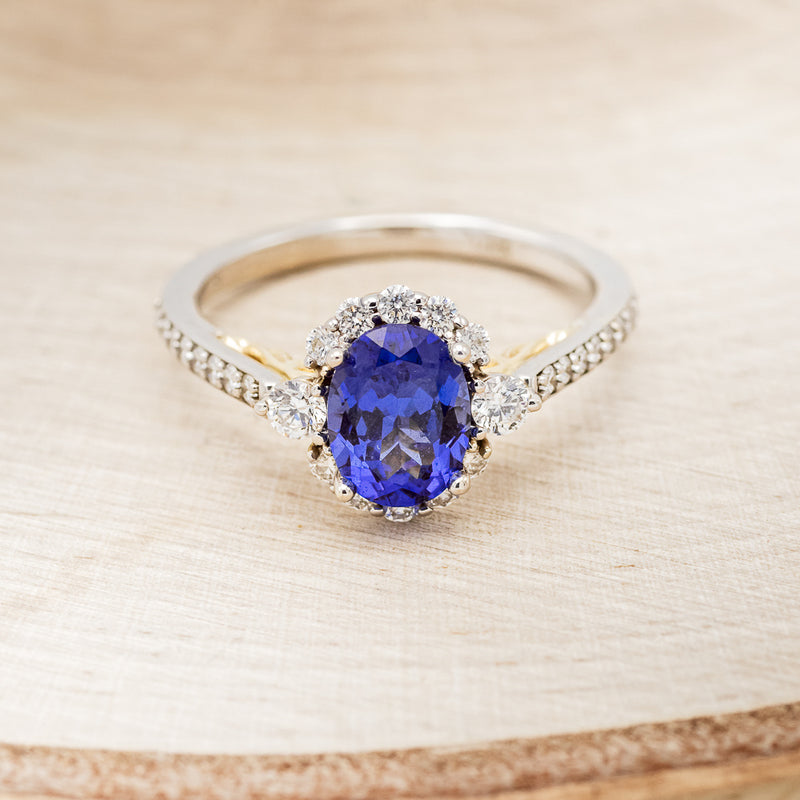 "OPHELIA" - OVAL LAB-GROWN SAPPHIRE ENGAGEMENT RING WITH DIAMOND ACCENTS-4