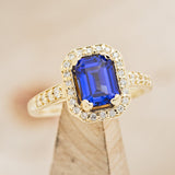 "KARLA" - EMERALD CUT LAB-GROWN SAPPHIRE ENGAGEMENT RING WITH DIAMOND HALO & ACCENTS-1