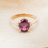 OVAL RHODOLITE GARNET ENGAGEMENT RING WITH DIAMOND ACCENTS-4