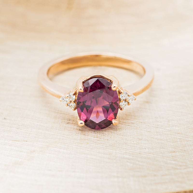 OVAL RHODOLITE GARNET ENGAGEMENT RING WITH DIAMOND ACCENTS-4