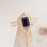 "ELENOR" - EMERALD CUT BLACK ONYX ENGAGEMENT RING WITH DIAMOND ACCENTS-1