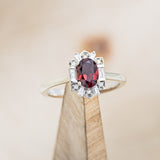 "CLEOPATRA" - OVAL GARNET ENGAGEMENT RING WITH DIAMOND ACCENTS-7