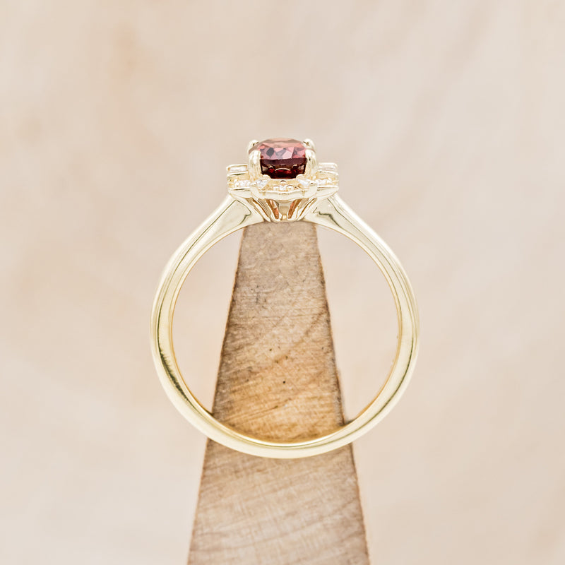 "CLEOPATRA" - OVAL GARNET ENGAGEMENT RING WITH DIAMOND ACCENTS-5