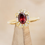 "CLEOPATRA" - OVAL GARNET ENGAGEMENT RING WITH DIAMOND ACCENTS-1