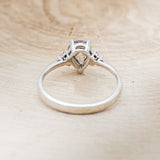 "RHEA" - PEAR-SHAPED SALT & PEPPER DIAMOND ENGAGEMENT RING WITH DIAMOND ACCENTS-5