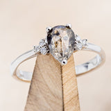 "RHEA" - PEAR-SHAPED SALT & PEPPER DIAMOND ENGAGEMENT RING WITH DIAMOND ACCENTS-1