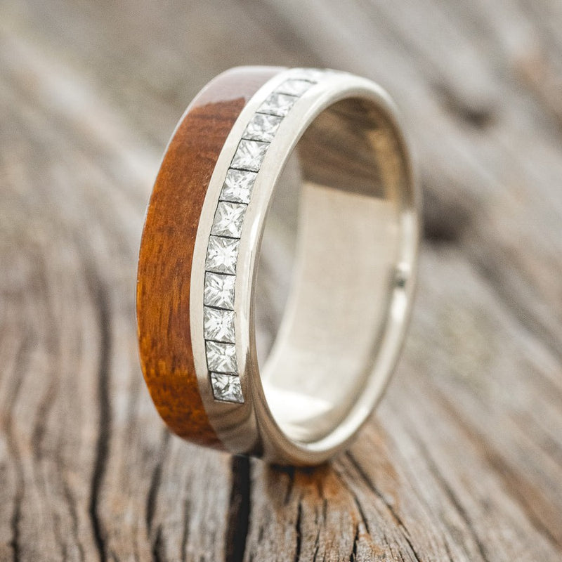 KOA WOOD & DIAMOND WEDDING RING FEATURING A 14K GOLD BAND-1