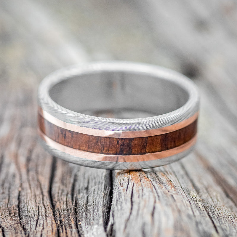 "KALDER" - KOA WOOD & 14K GOLD INLAYS WEDDING RING-6