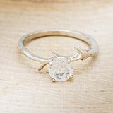 "ARTEMIS" - ROUND MOONSTONE ENGAGEMENT RING WITH ANTLER-STYLE BAND-4