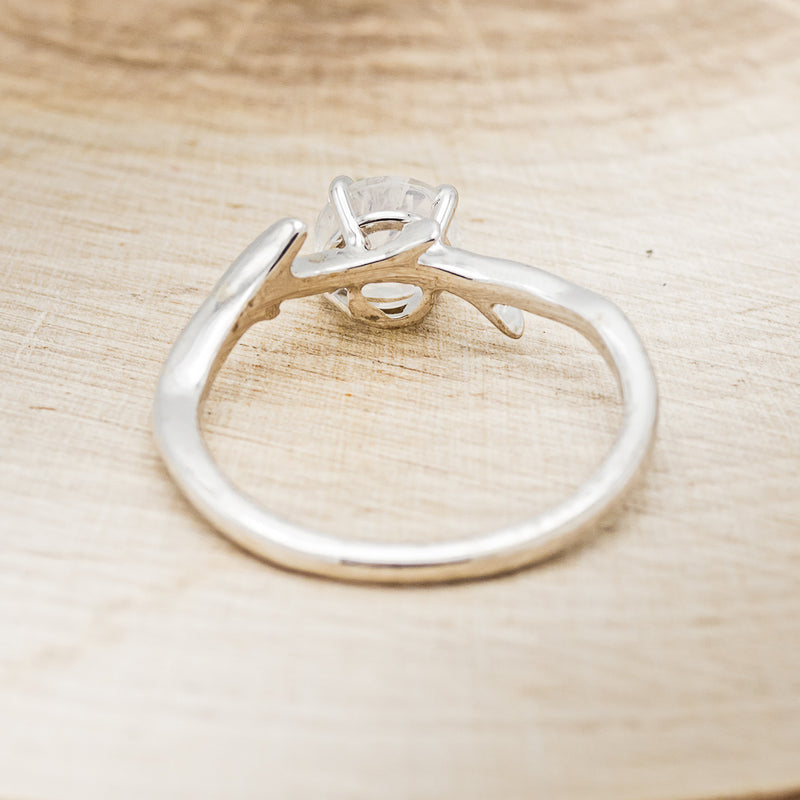 "ARTEMIS" - ROUND MOONSTONE ENGAGEMENT RING WITH ANTLER-STYLE BAND-6