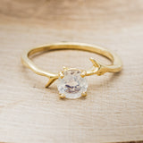 "ARTEMIS" - ROUND MOONSTONE ENGAGEMENT RING WITH ANTLER-STYLE BAND-10