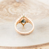 "SAGE" - KITE CUT MOSS AGATE ENGAGEMENT RING WITH DIAMOND ACCENTS & EMERALD TRACER-6