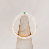 "SAGE" - KITE CUT MOSS AGATE ENGAGEMENT RING WITH DIAMOND ACCENTS & EMERALD TRACER-17