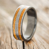 "RYDER" - CELTIC LOVE KNOT ENGRAVED & WHISKEY BARREL OAK WEDDING RING-1