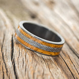 "RYDER" - CELTIC LOVE KNOT ENGRAVED & WHISKEY BARREL OAK WEDDING RING-2