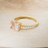 "AMARA" - EMERALD CUT MORGANITE ENGAGEMENT RING WITH DIAMOND ACCENTS-4