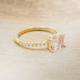 "AMARA" - EMERALD CUT MORGANITE ENGAGEMENT RING WITH DIAMOND ACCENTS-3