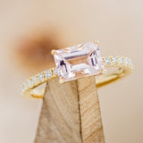 "AMARA" - EMERALD CUT MORGANITE ENGAGEMENT RING WITH DIAMOND ACCENTS-1