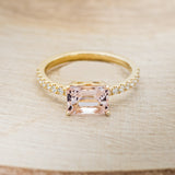 "AMARA" - EMERALD CUT MORGANITE ENGAGEMENT RING WITH DIAMOND ACCENTS-2