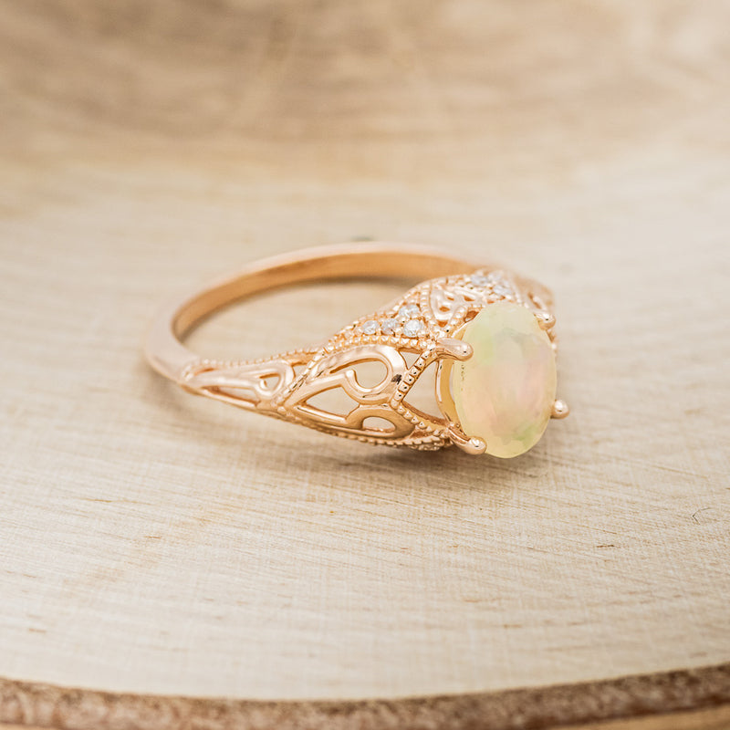 "RELICA" - OVAL WELO OPAL ENGAGEMENT RING WITH DIAMOND ACCENTS-2