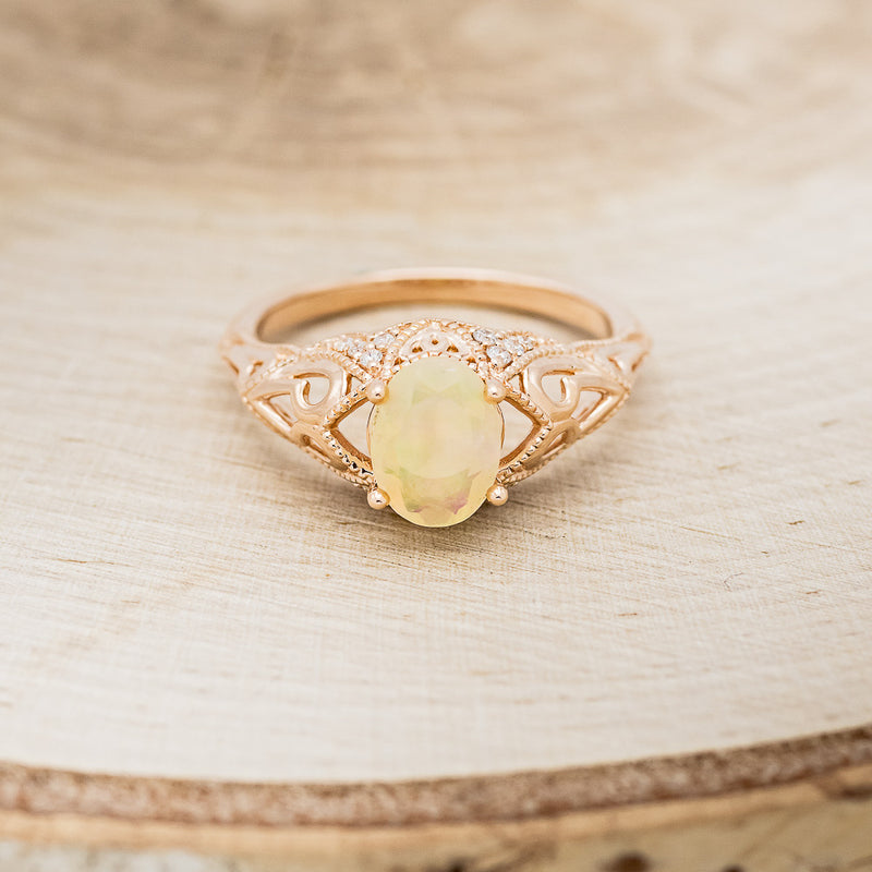 "RELICA" - OVAL WELO OPAL ENGAGEMENT RING WITH DIAMOND ACCENTS-4