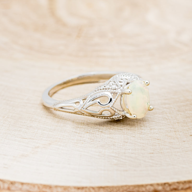 "RELICA" - OVAL WELO OPAL ENGAGEMENT RING WITH DIAMOND ACCENTS-8