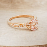 "ROSLYN" - OVAL MORGANITE ENGAGEMENT RING WITH DIAMOND ACCENTS-2