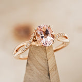 "ROSLYN" - OVAL MORGANITE ENGAGEMENT RING WITH DIAMOND ACCENTS-1