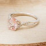 "ROSLYN" - OVAL MORGANITE ENGAGEMENT RING WITH DIAMOND ACCENTS-9