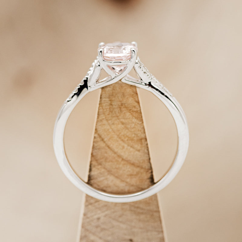 "ROSLYN" - OVAL MORGANITE ENGAGEMENT RING WITH DIAMOND ACCENTS-11