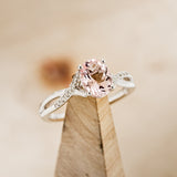 "ROSLYN" - OVAL MORGANITE ENGAGEMENT RING WITH DIAMOND ACCENTS-6