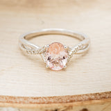 "ROSLYN" - OVAL MORGANITE ENGAGEMENT RING WITH DIAMOND ACCENTS-7