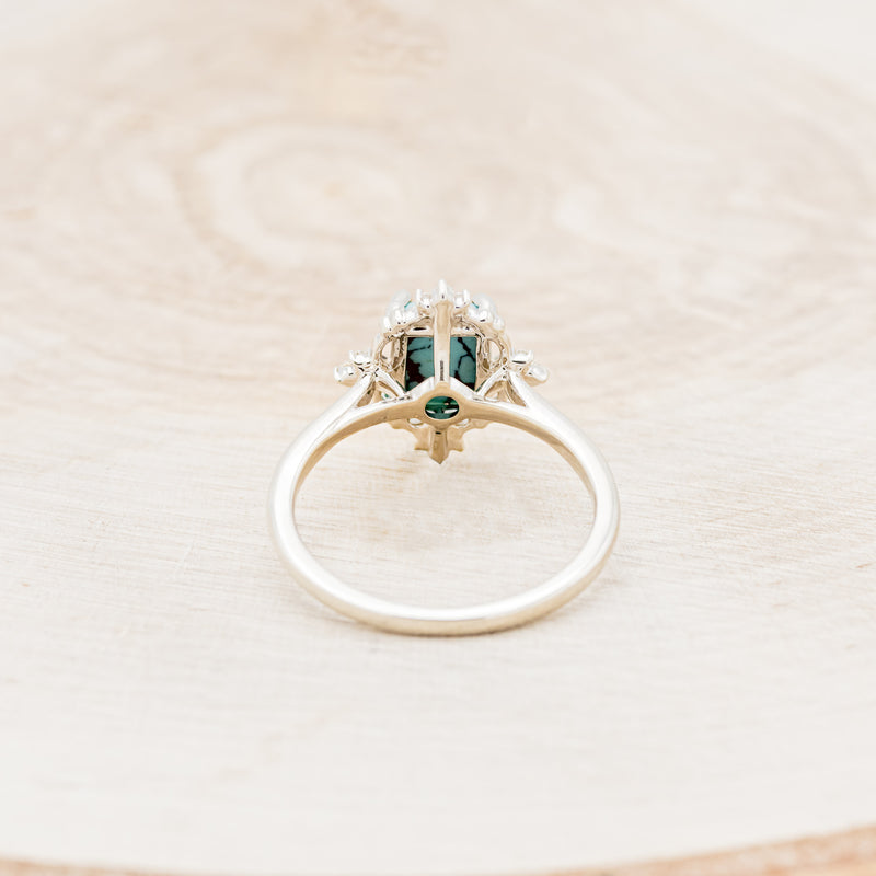 "TREVA" - EMERALD CUT TURQUOISE ENGAGEMENT RING WITH DIAMOND ACCENTS-6