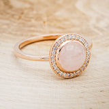 "TERRA" - ROUND CUT ROSE QUARTZ ENGAGEMENT RING WITH DIAMOND HALO-2