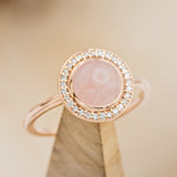 "TERRA" - ROUND CUT ROSE QUARTZ ENGAGEMENT RING WITH DIAMOND HALO-1