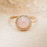 "TERRA" - ROUND CUT ROSE QUARTZ ENGAGEMENT RING WITH DIAMOND HALO-4