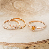 "STARLA" - ROUND CUT CITRINE ENGAGEMENT RING WITH A STARBURST DIAMOND HALO-14