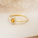 "STARLA" - ROUND CUT CITRINE ENGAGEMENT RING WITH A STARBURST DIAMOND HALO-3