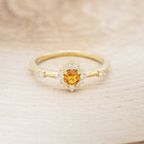 "STARLA" - ROUND CUT CITRINE ENGAGEMENT RING WITH A STARBURST DIAMOND HALO-4