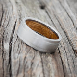 "SEDONA" - WHISKEY BARREL LINED WEDDING RING WITH A BRUSHED FINISH-4