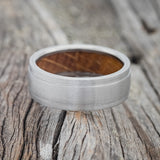 "SEDONA" - WHISKEY BARREL LINED WEDDING RING WITH A BRUSHED FINISH-7